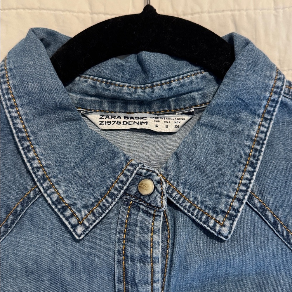 Zara Blue Denim Button Down Shirt